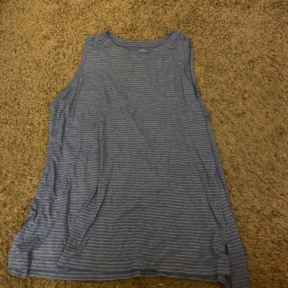 Athletic Works Blue and White Striped Tank Top